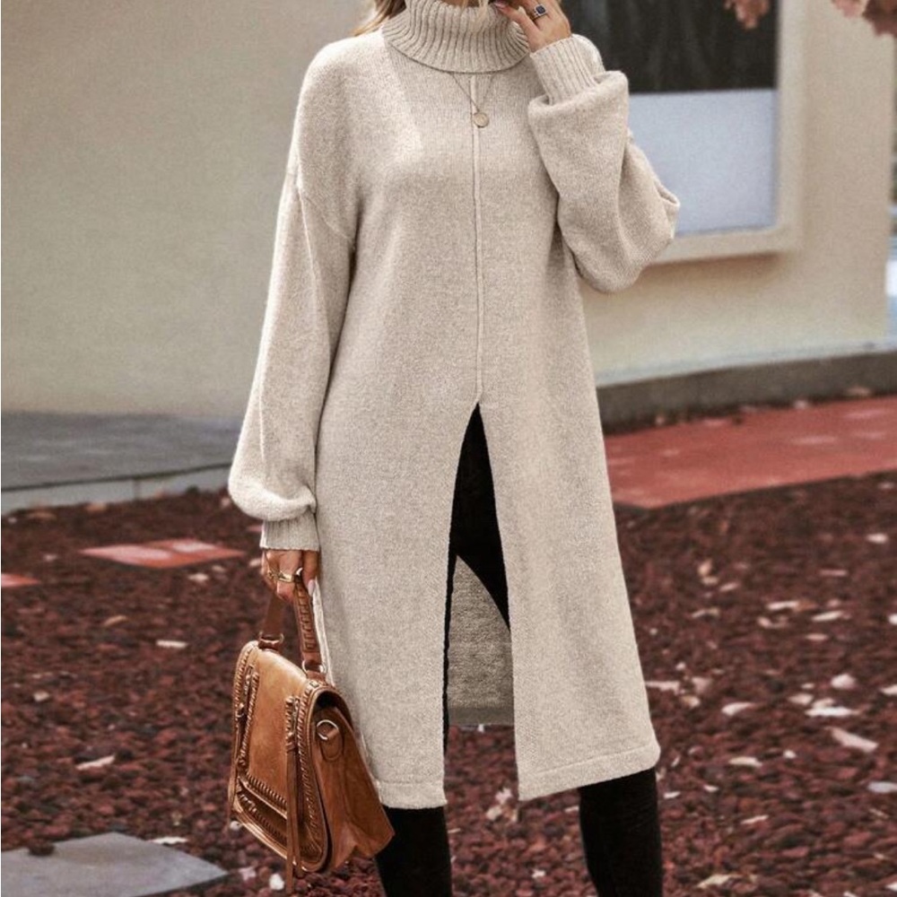 SHEIN Cream Cowl Neck Sweater